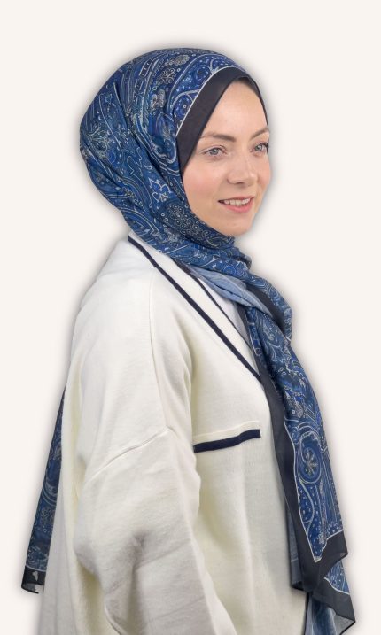 Etnik Desen Lacivert Soft Şal