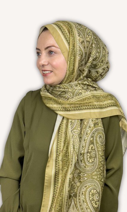 Etro Desen Pamuklu Yağ Yeşili Şal