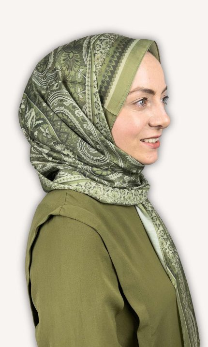 Etro Desen Pamuklu Yeşil Şal