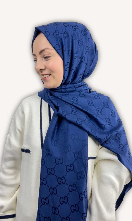 G Desen Lacivert Kaşmir Şal